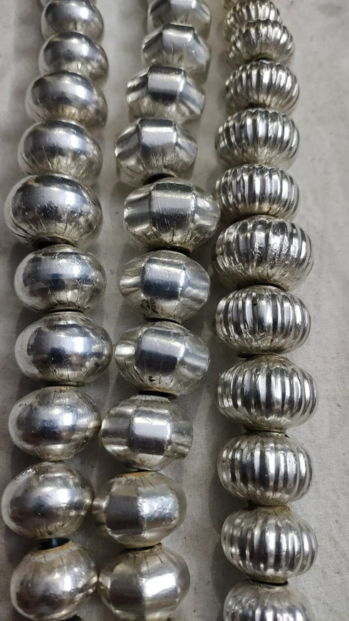 Wax Beads Silver Necklace (oversized beads)